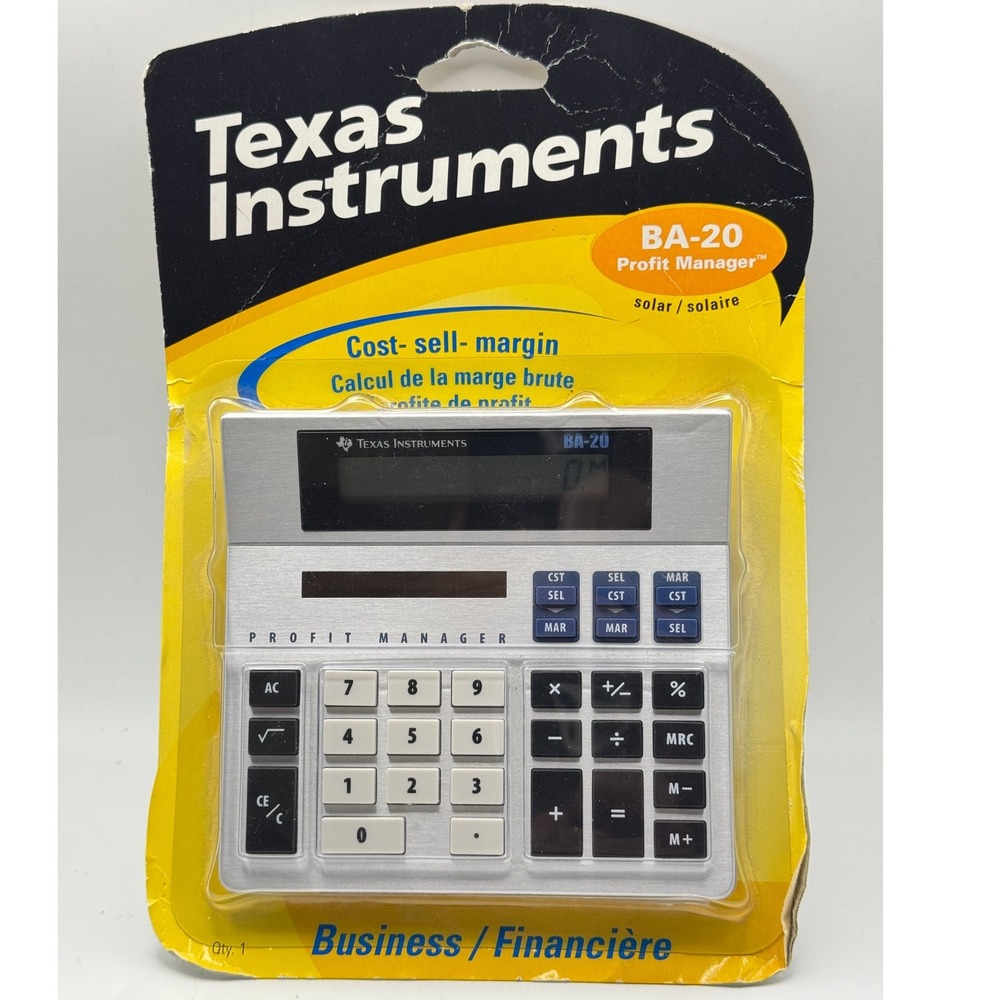 Texas Instruments BA-20 Profit Manager Calculator Silver NIB Solar Business